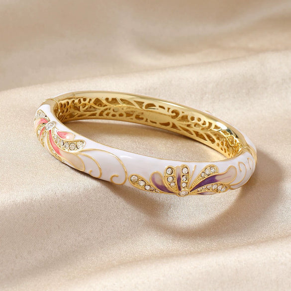 Wholesale Women's Retro Elegant Fashion Cloisonne Enamel Bracelet With Electroplating Treatment