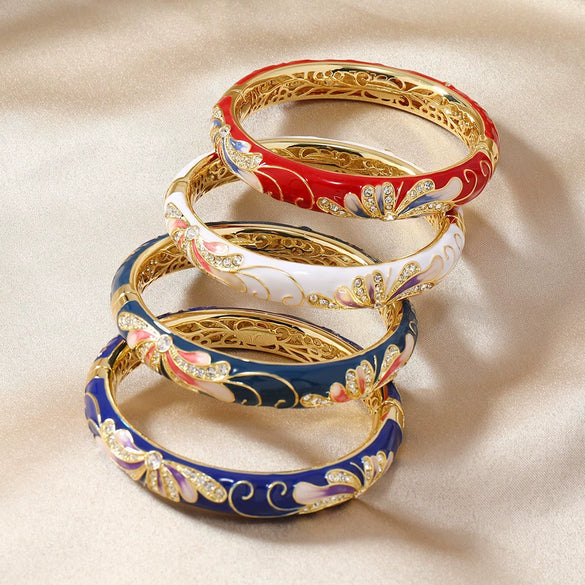 Wholesale Women's Retro Elegant Fashion Cloisonne Enamel Bracelet With Electroplating Treatment