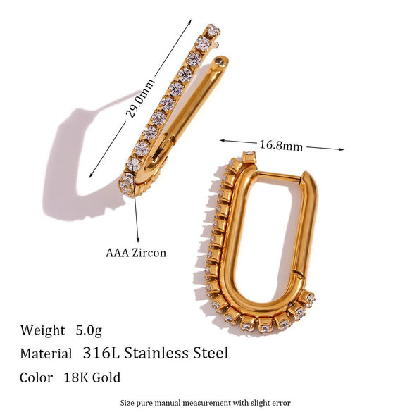 Wholesale Women's Retro Elegant Highend Geometric Ushaped Stainless Steel 18K Gold Plated Earrings Jewelry Combination