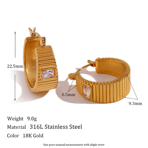 Wholesale Women's Retro Elegant Highend Geometric Ushaped Stainless Steel 18K Gold Plated Earrings Jewelry Combination