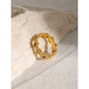 Wholesale Women's Retro Elegant 18K Gold Plated Stainless Steel Ring Set With Round Colorful Zircons