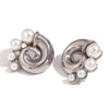 Wholesale Women's Retro Elegant Stainless Steel 18K Gold Plated Cast Threaded Swirl Pearl Geometric Earrings