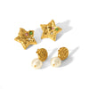 Wholesale Women's Retro Elegant Stainless Steel 18K Goldplated Fivepointed Star Geometric Earrings