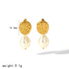 Wholesale Women's Retro Elegant Stainless Steel 18K Goldplated Fivepointed Star Geometric Earrings