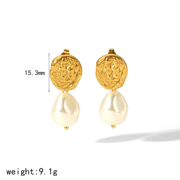 Wholesale Women's Retro Elegant Stainless Steel 18K Goldplated Fivepointed Star Geometric Earrings