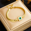 Wholesale Women's Retro Emerald Titanium Steel Nonfading Electroplated Bracelet