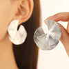 Wholesale Women's Retro Exaggerated Alloy Fan Shaped Irregular Earrings With Geometric Design And Electroplating