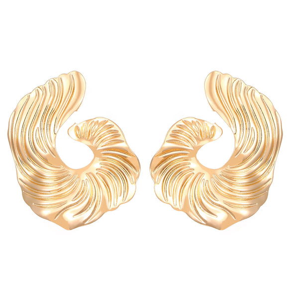 Wholesale Women's Retro Exaggerated Alloy Fan Shaped Irregular Earrings With Geometric Design And Electroplating