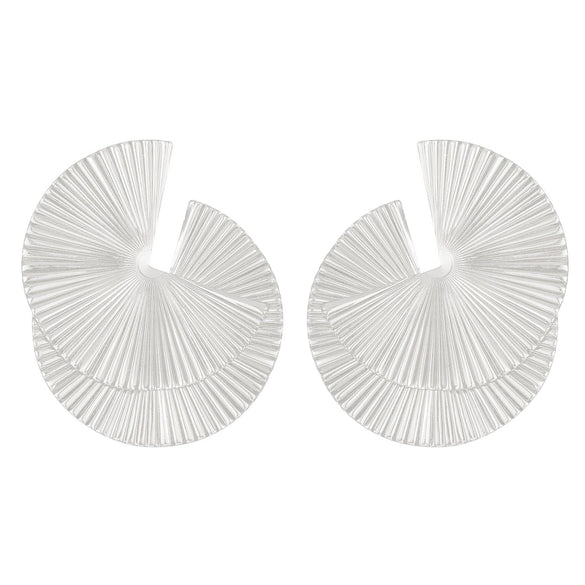 Wholesale Women's Retro Exaggerated Alloy Fan Shaped Irregular Earrings With Geometric Design And Electroplating