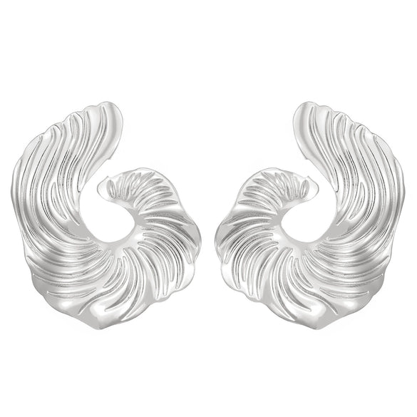 Wholesale Women's Retro Exaggerated Alloy Fan Shaped Irregular Earrings With Geometric Design And Electroplating