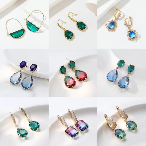 Wholesale Women's Retro Exaggerated Copper Gold Plated Geometric Earrings Electroplated