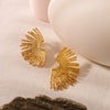 Wholesale Women's Retro Exaggerated Fan Earrings 18K Gold Plated Stainless Steel With Geometric Pattern And Furnace Vacuum Plating