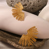 Wholesale Women's Retro Exaggerated Fan Earrings 18K Gold Plated Stainless Steel With Geometric Pattern And Furnace Vacuum Plating