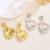 Wholesale Women's Retro Exaggerated Geometric Alloy Earrings With Plant Flowers And Leaves Pattern And Electroplating Treatment