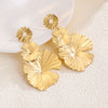 Wholesale Women's Retro Exaggerated Geometric Alloy Earrings With Plant Flowers And Leaves Pattern And Electroplating Treatment