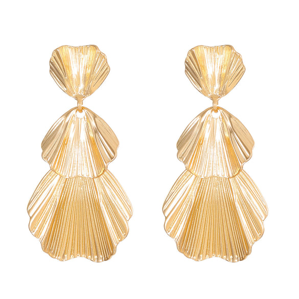 Wholesale Women's Retro Exaggerated Geometric Alloy Earrings With Plant Flowers And Leaves Pattern And Electroplating Treatment