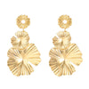 Wholesale Women's Retro Exaggerated Geometric Alloy Earrings With Plant Flowers And Leaves Pattern And Electroplating Treatment