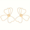 Wholesale Women's Retro Exaggerated Metal Hollow Flower Geometric Woven Earrings With Electroplating