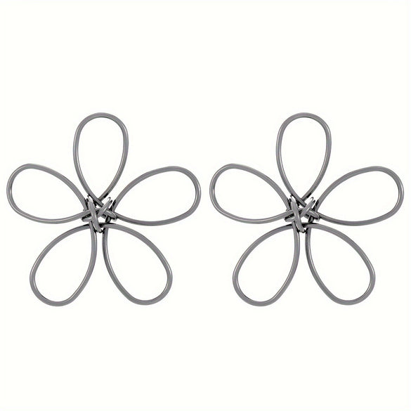 Wholesale Women's Retro Exaggerated Metal Hollow Flower Geometric Woven Earrings With Electroplating