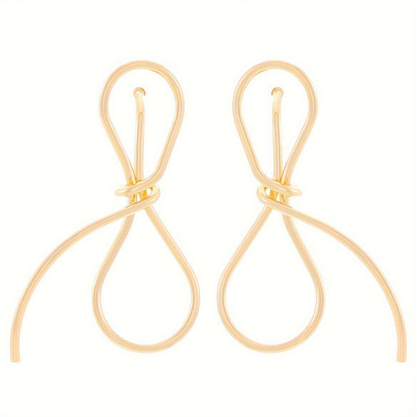 Wholesale Women's Retro Exaggerated Metal Hollow Flower Geometric Woven Earrings With Electroplating