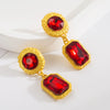 Wholesale Women's Retro Exaggerated Square Alloy Diamond Earrings With S925 Silver Needle And Multilayer Design