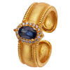 Wholesale Women's Retro Fashion Geometric S925 Sterling Silver Ring Set With Natural Garnet Sapphire Gemstones