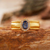 Wholesale Women's Retro Fashion Geometric S925 Sterling Silver Ring Set With Natural Garnet Sapphire Gemstones