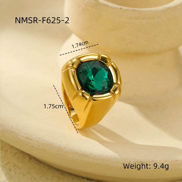 Wholesale Women's Retro Fashion Geometric Stainless Steel Ring With Electroplating Treatment