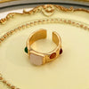 Wholesale Women's Retro Fashion Glazed Stone Enamel Opening Adjustable Ring Copper Electroplating Geometric Design