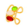 Wholesale Women's Retro Fashion Glazed Stone Enamel Opening Adjustable Ring Copper Electroplating Geometric Design