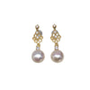 Wholesale Women's Retro Fashion Natural Freshwater Pearl Stud Earrings With Alloy Inlaid Artificial And Semiprecious Stones Oblate And Flat Round Shape