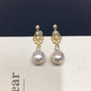 Wholesale Women's Retro Fashion Natural Freshwater Pearl Stud Earrings With Alloy Inlaid Artificial And Semiprecious Stones Oblate And Flat Round Shape