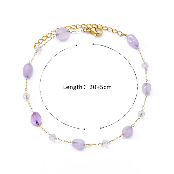 Wholesale Women's Retro Fashion Natural Stone Pearl Geometric Stainless Steel Anklet With Gold Plated Artificial And Semiprecious Stones