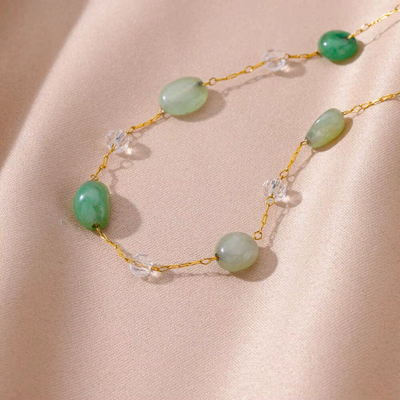 Wholesale Women's Retro Fashion Natural Stone Pearl Geometric Stainless Steel Anklet With Gold Plated Artificial And Semiprecious Stones