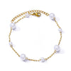 Wholesale Women's Retro Fashion Natural Stone Pearl Geometric Stainless Steel Anklet With Gold Plated Artificial And Semiprecious Stones