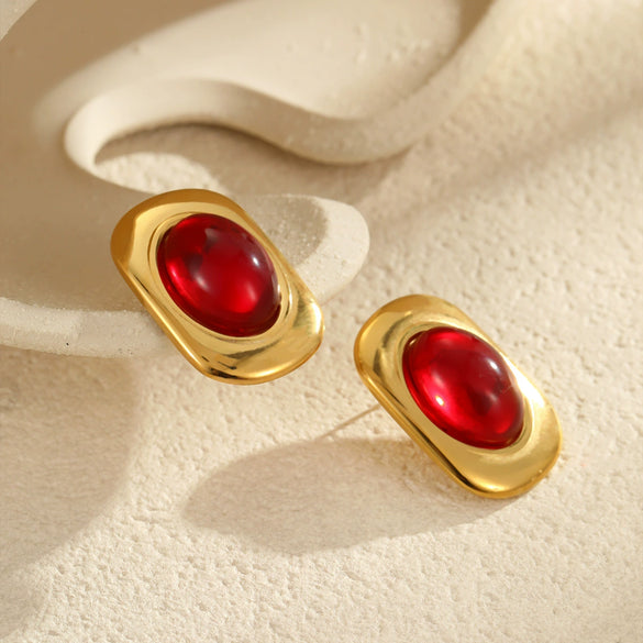 Wholesale Women's Retro Fashion Oval Stainless Steel Geometric Earrings With Electroplating