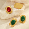 Wholesale Women's Retro Fashion Oval Stainless Steel Geometric Earrings With Electroplating