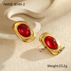 Wholesale Women's Retro Fashion Oval Stainless Steel Geometric Earrings With Electroplating