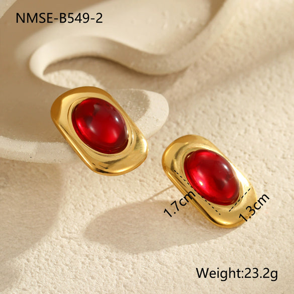 Wholesale Women's Retro Fashion Oval Stainless Steel Geometric Earrings With Electroplating