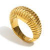 Wholesale Women's Retro Fashion Personality Jewelry Stainless Steel 18K Gold Plated Geometric Long Bread Ring