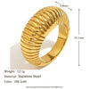 Wholesale Women's Retro Fashion Personality Jewelry Stainless Steel 18K Gold Plated Geometric Long Bread Ring