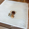 Wholesale Women's Retro Fashion Square Circle Opening Finger Ring Copper Material With Real Gold Electroplated And Geometric Zircon Design