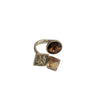 Wholesale Women's Retro Fashion Square Circle Opening Finger Ring Copper Material With Real Gold Electroplated And Geometric Zircon Design