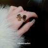 Wholesale Women's Retro Fashion Square Circle Opening Finger Ring Copper Material With Real Gold Electroplated And Geometric Zircon Design