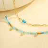 Wholesale Women's Retro Fashion Stainless Steel Geometric Beaded Double Clavicle Necklace With Electroplating Design