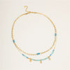 Wholesale Women's Retro Fashion Stainless Steel Geometric Beaded Double Clavicle Necklace With Electroplating Design