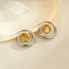 Wholesale Women's Retro Fashion Stainless Steel 18K Gold Plated Geometric Hollow Spiral Earrings