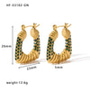 Wholesale Women's Retro Fashion Stud Earrings Stainless Steel With 18K Gold Inlaid Zircon Geometric Trapezoid Design Electroplated