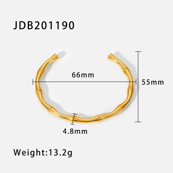 Wholesale Women's Retro Fashion Zircon Open Bracelet In Geometric Pattern 18K Gold Electroplated Titanium Steel