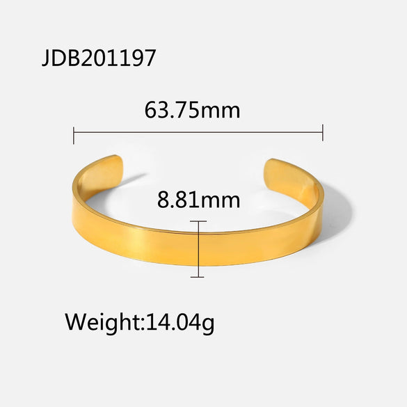 Wholesale Women's Retro Fashion Zircon Open Bracelet In Geometric Pattern 18K Gold Electroplated Titanium Steel